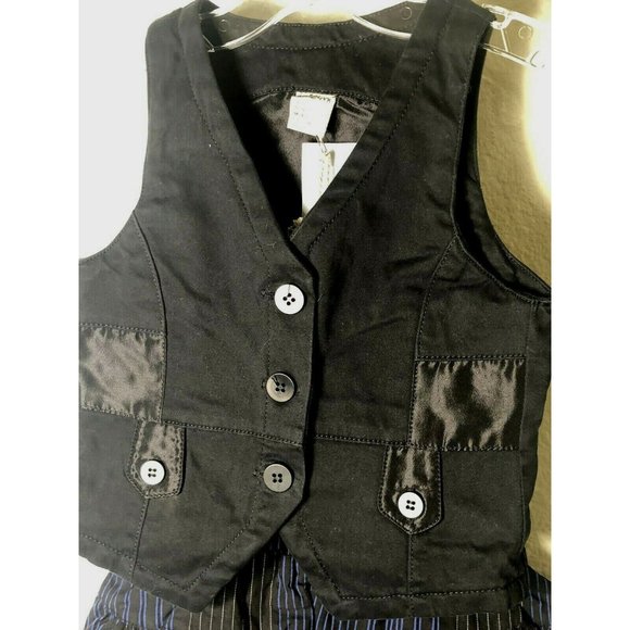 Jottum Girls 5 & 6 Skirt Vest Set Navy Black Applique Satin Cotton Pockets $206 - Picture 3 of 10